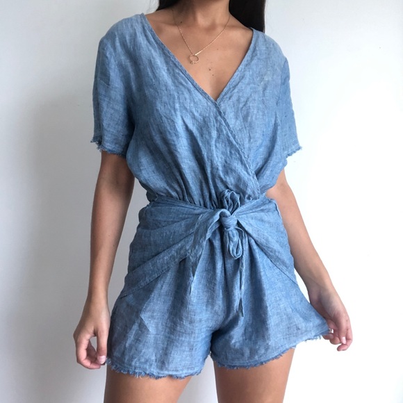 sanctuary linen utility romper